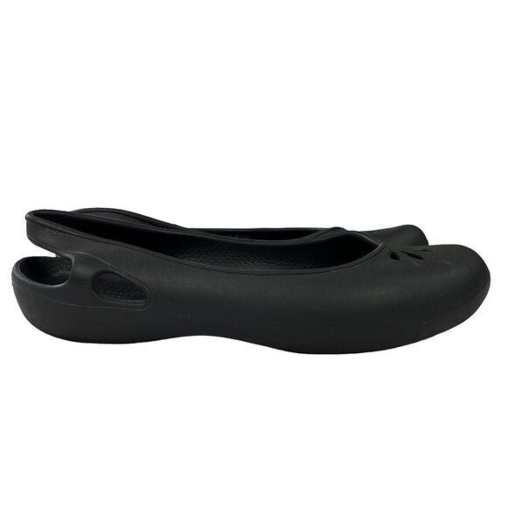 Crocs Taylor Slingback Flats Womens 8 Black Comfort Rubber Casual Shoes Everyday